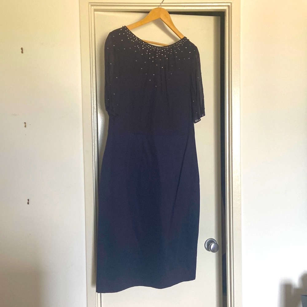 Boden Navy Sparkling Cocktail Dress 14 Long